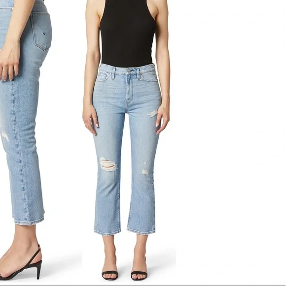 NEW • Hudson Jeans • Holly High Waist Crop Jeans Bright side Blue Distressed 25 - Picture 2 of 6